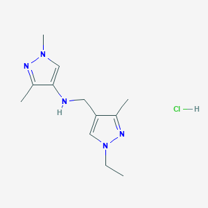 molecular formula C12H20ClN5 B12226662 N-[(1-ethyl-3-methylpyrazol-4-yl)methyl]-1,3-dimethylpyrazol-4-amine;hydrochloride 