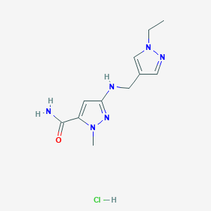 molecular formula C11H17ClN6O B12226823 5-[(1-Ethylpyrazol-4-yl)methylamino]-2-methylpyrazole-3-carboxamide;hydrochloride 