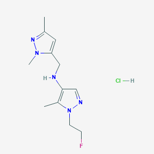 molecular formula C12H19ClFN5 B12227043 N-[(2,5-dimethylpyrazol-3-yl)methyl]-1-(2-fluoroethyl)-5-methylpyrazol-4-amine;hydrochloride 