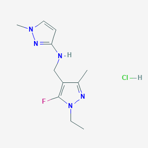 molecular formula C11H17ClFN5 B12227050 N-[(1-ethyl-5-fluoro-3-methylpyrazol-4-yl)methyl]-1-methylpyrazol-3-amine;hydrochloride 