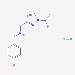 molecular formula C12H13ClF3N3 B12227141 1-[1-(difluoromethyl)-1H-pyrazol-3-yl]-N-(4-fluorobenzyl)methanamine 