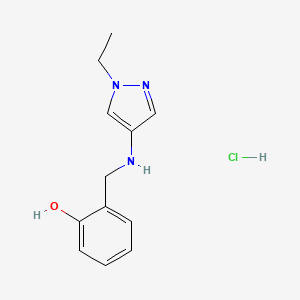 molecular formula C12H16ClN3O B12227291 2-[[(1-Ethylpyrazol-4-yl)amino]methyl]phenol;hydrochloride 