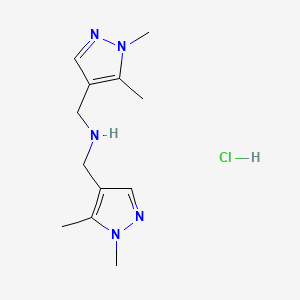 molecular formula C12H20ClN5 B12227306 1-(1,5-dimethylpyrazol-4-yl)-N-[(1,5-dimethylpyrazol-4-yl)methyl]methanamine;hydrochloride 