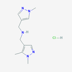 molecular formula C11H18ClN5 B12227323 1-(1,5-dimethyl-1H-pyrazol-4-yl)-N-[(1-methyl-1H-pyrazol-4-yl)methyl]methanamine 