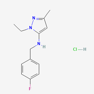 molecular formula C13H17ClFN3 B12227404 2-ethyl-N-[(4-fluorophenyl)methyl]-5-methylpyrazol-3-amine;hydrochloride 