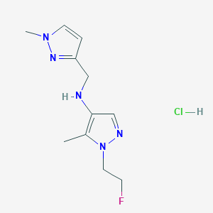 molecular formula C11H17ClFN5 B12227597 1-(2-fluoroethyl)-5-methyl-N-[(1-methylpyrazol-3-yl)methyl]pyrazol-4-amine;hydrochloride 