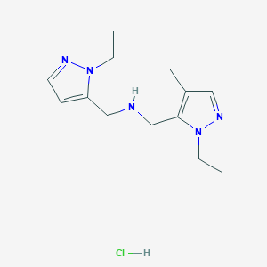 molecular formula C13H22ClN5 B12227647 1-(1-ethyl-4-methyl-1H-pyrazol-5-yl)-N-[(1-ethyl-1H-pyrazol-5-yl)methyl]methanamine 