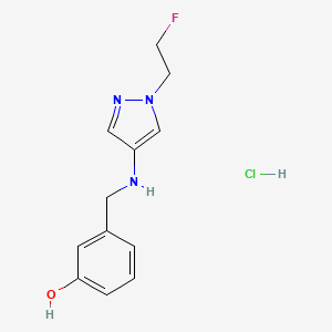 molecular formula C12H15ClFN3O B12227683 3-[[[1-(2-Fluoroethyl)pyrazol-4-yl]amino]methyl]phenol;hydrochloride 