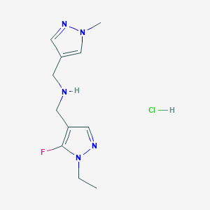 molecular formula C11H17ClFN5 B12227693 1-(1-ethyl-5-fluoro-1H-pyrazol-4-yl)-N-[(1-methyl-1H-pyrazol-4-yl)methyl]methanamine 