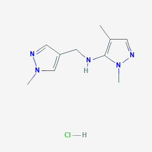 molecular formula C10H16ClN5 B12227985 2,4-dimethyl-N-[(1-methylpyrazol-4-yl)methyl]pyrazol-3-amine;hydrochloride 