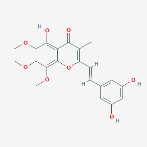 molecular formula C21H20O8 B012228 2-[(E)-2-(3,5-dihydroxyphenyl)ethenyl]-5-hydroxy-6,7,8-trimethoxy-3-methylchromen-4-one CAS No. 103654-49-5