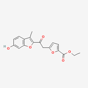 molecular formula C18H16O6 B1222808 ethyl 5-[2-(6-hydroxy-3-methyl-1-benzofuran-2-yl)-2-oxoethyl]-2-furoate 