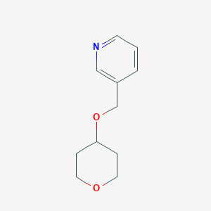 molecular formula C11H15NO2 B12228640 3-[(Oxan-4-yloxy)methyl]pyridine 