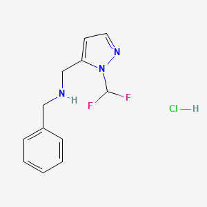 molecular formula C12H14ClF2N3 B12228661 benzyl{[1-(difluoromethyl)-1H-pyrazol-5-yl]methyl}amine 