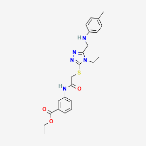 3-[[2-[[4-Ethyl-5-[(4-methylanilino)methyl]-1,2,4-triazol-3-yl]thio]-1-oxoethyl]amino]benzoic acid ethyl ester