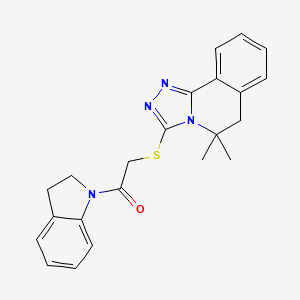 1-(2,3-dihydroindol-1-yl)-2-[(5,5-dimethyl-6H-[1,2,4]triazolo[3,4-a]isoquinolin-3-yl)thio]ethanone