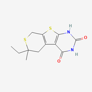 molecular formula C12H14N2O2S2 B1222886 6-ethyl-6-methyl-5,8-dihydro-1H-thiopyrano[2,3]thieno[2,4-b]pyrimidine-2,4-dione 