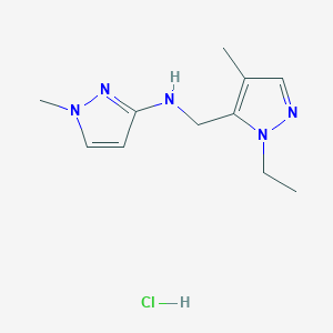 molecular formula C11H18ClN5 B12229135 N-[(2-ethyl-4-methylpyrazol-3-yl)methyl]-1-methylpyrazol-3-amine;hydrochloride 