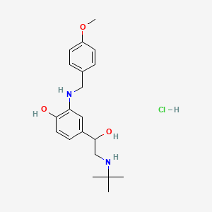 molecular formula C20H29ClN2O3 B1222915 3-(4-Methoxybenzylamino)-4-hydroxy-alpha-(tert-butylaminomethyl)benzyl alcohol hydrochloride CAS No. 60853-38-5