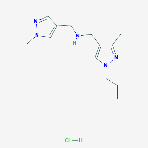 molecular formula C13H22ClN5 B12229154 1-(3-methyl-1-propyl-1H-pyrazol-4-yl)-N-[(1-methyl-1H-pyrazol-4-yl)methyl]methanamine 