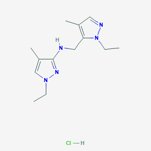 molecular formula C13H22ClN5 B12229250 1-ethyl-N-[(2-ethyl-4-methylpyrazol-3-yl)methyl]-4-methylpyrazol-3-amine;hydrochloride 