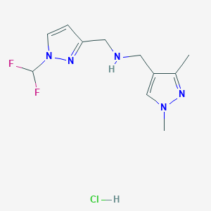 molecular formula C11H16ClF2N5 B12229346 1-[1-(difluoromethyl)-1H-pyrazol-3-yl]-N-[(1,3-dimethyl-1H-pyrazol-4-yl)methyl]methanamine 