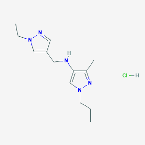 molecular formula C13H22ClN5 B12229376 N-[(1-ethylpyrazol-4-yl)methyl]-3-methyl-1-propylpyrazol-4-amine;hydrochloride 