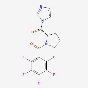 molecular formula C15H10F5N3O2 B1222939 Pentafluorobenzoyl-(S)-prolyl-1-imidazolide CAS No. 40550-30-9