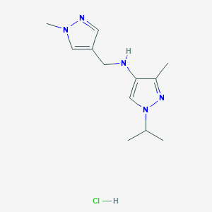 molecular formula C12H20ClN5 B12229392 1-isopropyl-3-methyl-N-[(1-methyl-1H-pyrazol-4-yl)methyl]-1H-pyrazol-4-amine 