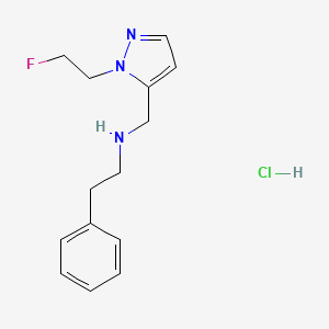 molecular formula C14H19ClFN3 B12229502 N-[[2-(2-fluoroethyl)pyrazol-3-yl]methyl]-2-phenylethanamine;hydrochloride 
