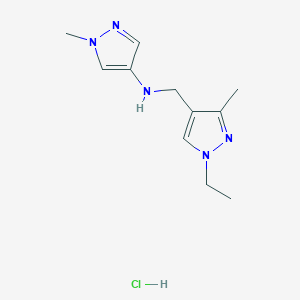 molecular formula C11H18ClN5 B12229681 N-[(1-ethyl-3-methylpyrazol-4-yl)methyl]-1-methylpyrazol-4-amine;hydrochloride 