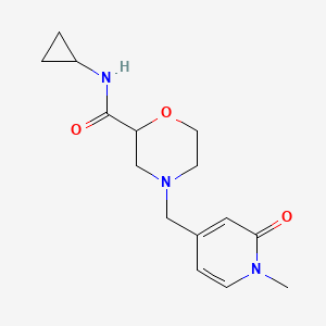 molecular formula C15H21N3O3 B12229710 N-cyclopropyl-4-[(1-methyl-2-oxo-1,2-dihydropyridin-4-yl)methyl]morpholine-2-carboxamide 