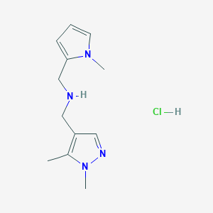 molecular formula C12H19ClN4 B12229731 1-(1,5-dimethyl-1H-pyrazol-4-yl)-N-[(1-methyl-1H-pyrrol-2-yl)methyl]methanamine 