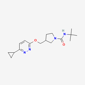 molecular formula C17H26N4O2 B12229744 N-tert-butyl-3-{[(6-cyclopropylpyridazin-3-yl)oxy]methyl}pyrrolidine-1-carboxamide 