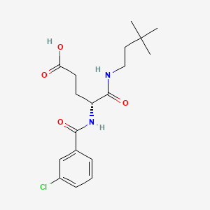 molecular formula C18H25ClN2O4 B1222978 4-(3-Chlorobenzamido)-5-(3,3-dimethylbutylamino)-5-oxopentanoic acid CAS No. 136374-73-7