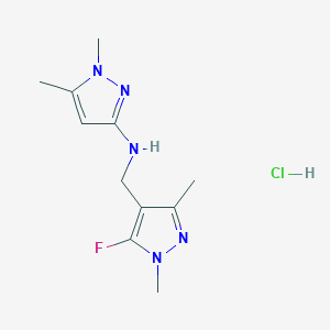 molecular formula C11H17ClFN5 B12229802 N-[(5-fluoro-1,3-dimethylpyrazol-4-yl)methyl]-1,5-dimethylpyrazol-3-amine;hydrochloride 