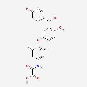 molecular formula C23H20FNO6 B1222983 ((4-(3-(4-Fluoro-alpha-hydroxybenzyl)-4-hydroxyphenoxy)-3,5-dimethylphenyl)amino)oxoacetate CAS No. 169799-03-5