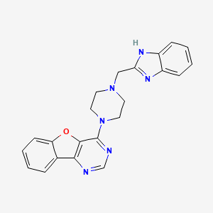 molecular formula C22H20N6O B1222990 4-[4-(1H-benzimidazol-2-ylmethyl)-1-piperazinyl]benzofuro[3,2-d]pyrimidine 