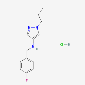 molecular formula C13H17ClFN3 B12229908 N-[(4-fluorophenyl)methyl]-1-propylpyrazol-4-amine;hydrochloride 