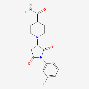 molecular formula C16H18FN3O3 B1222991 1-[1-(3-Fluorophenyl)-2,5-dioxopyrrolidin-3-yl]piperidine-4-carboxamide 