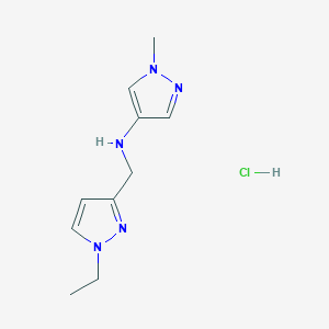 molecular formula C10H16ClN5 B12229987 N-[(1-ethylpyrazol-3-yl)methyl]-1-methylpyrazol-4-amine;hydrochloride 