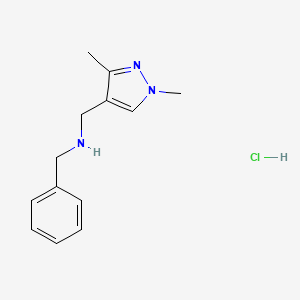 molecular formula C13H18ClN3 B12230158 N-[(1,3-dimethylpyrazol-4-yl)methyl]-1-phenylmethanamine;hydrochloride 