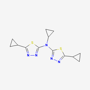 molecular formula C13H15N5S2 B12230177 N,5-dicyclopropyl-N-(5-cyclopropyl-1,3,4-thiadiazol-2-yl)-1,3,4-thiadiazol-2-amine 