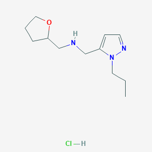 molecular formula C12H22ClN3O B12230189 1-(1-propyl-1H-pyrazol-5-yl)-N-(tetrahydrofuran-2-ylmethyl)methanamine 