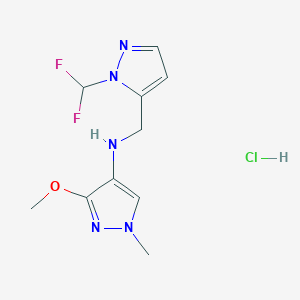 molecular formula C10H14ClF2N5O B12230220 N-[[2-(difluoromethyl)pyrazol-3-yl]methyl]-3-methoxy-1-methylpyrazol-4-amine;hydrochloride 