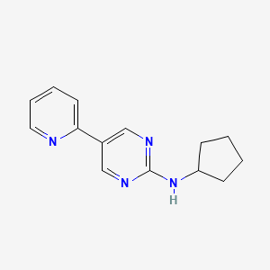 molecular formula C14H16N4 B12230286 N-cyclopentyl-5-(pyridin-2-yl)pyrimidin-2-amine 