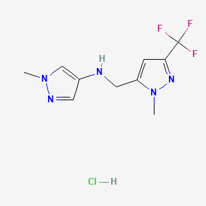 molecular formula C10H13ClF3N5 B12230350 1-methyl-N-[[2-methyl-5-(trifluoromethyl)pyrazol-3-yl]methyl]pyrazol-4-amine;hydrochloride 