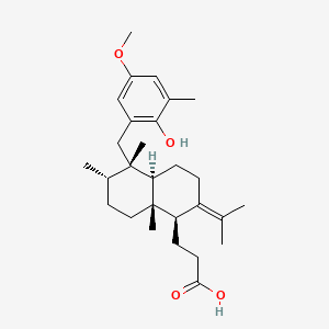 3-[(1S,4aR,5S,6S,8aR)-5-[(2-hydroxy-5-methoxy-3-methylphenyl)methyl]-5,6,8a-trimethyl-2-propan-2-ylidene-3,4,4a,6,7,8-hexahydro-1H-naphthalen-1-yl]propanoic acid