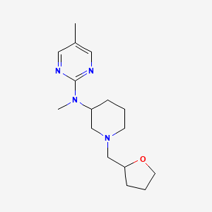 molecular formula C16H26N4O B12230411 N,5-dimethyl-N-{1-[(oxolan-2-yl)methyl]piperidin-3-yl}pyrimidin-2-amine 