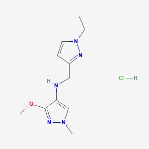 molecular formula C11H18ClN5O B12230414 N-[(1-ethylpyrazol-3-yl)methyl]-3-methoxy-1-methylpyrazol-4-amine;hydrochloride 